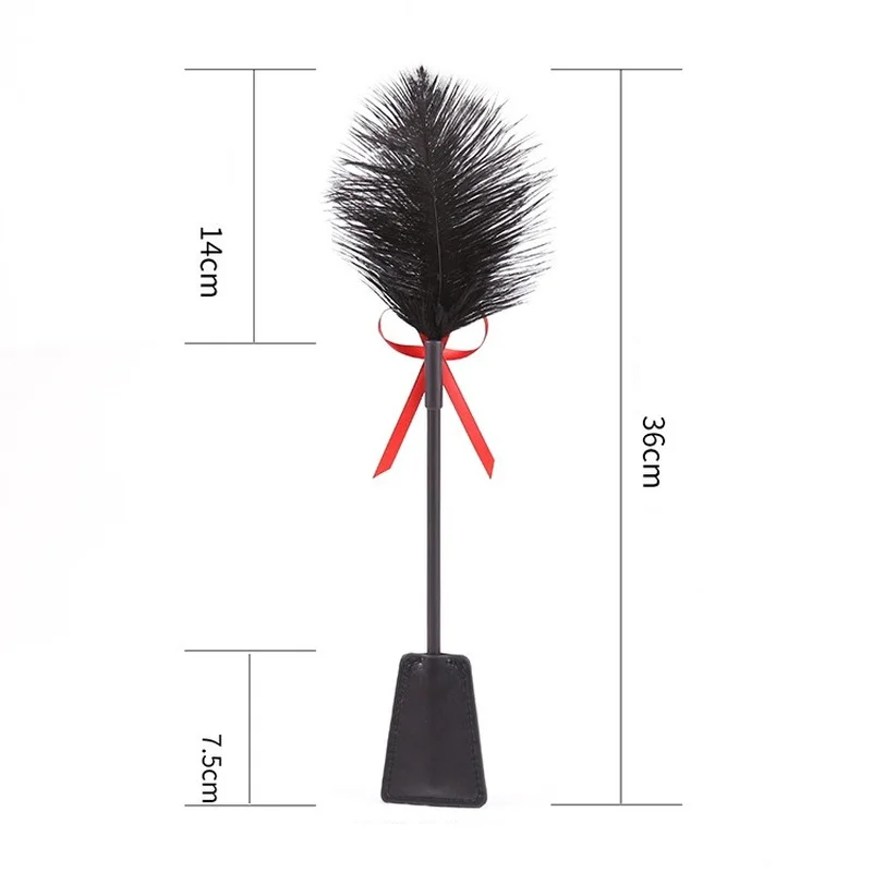 New Erotic Bdsm Feather Tickled Whip Punish Fetish Leather Spanking Paddle Play Flogger Lover Riding Crop Pony Sex Toy