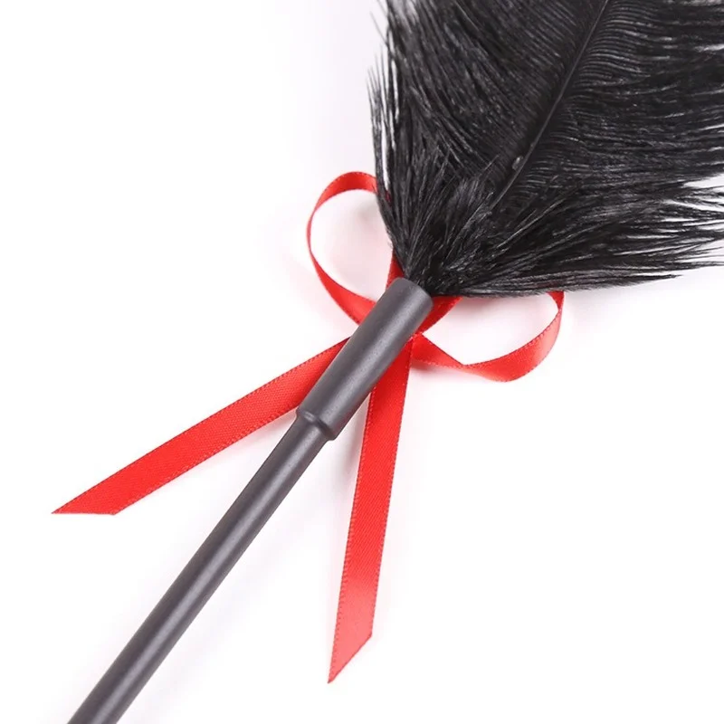 New Erotic Bdsm Feather Tickled Whip Punish Fetish Leather Spanking Paddle Play Flogger Lover Riding Crop Pony Sex Toy