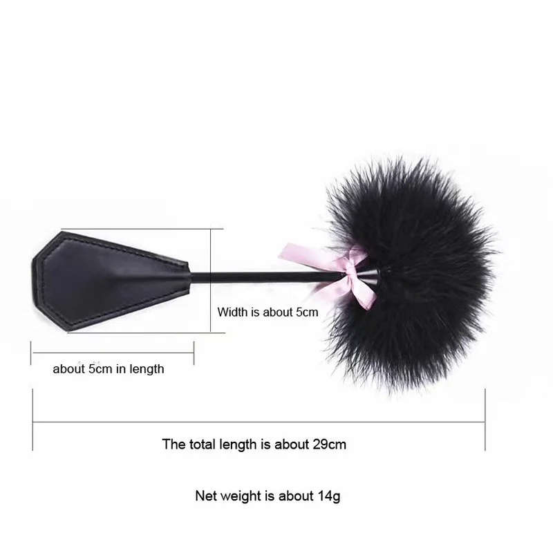 New Erotic Bdsm Feather Tickled Whip Punish Fetish Leather Spanking Paddle Play Flogger Lover Riding Crop Pony Sex Toy