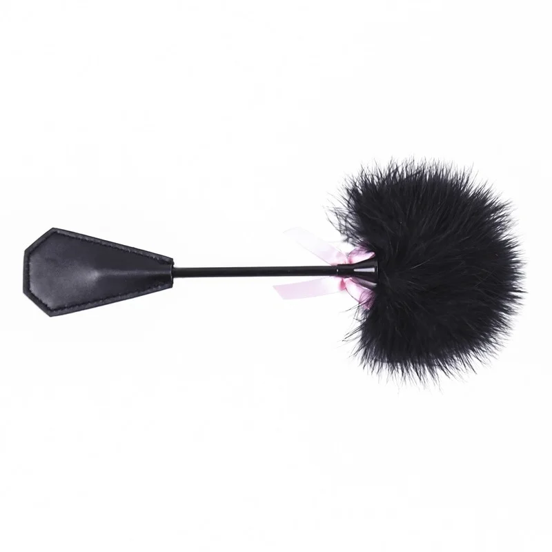 New Erotic Bdsm Feather Tickled Whip Punish Fetish Leather Spanking Paddle Play Flogger Lover Riding Crop Pony Sex Toy
