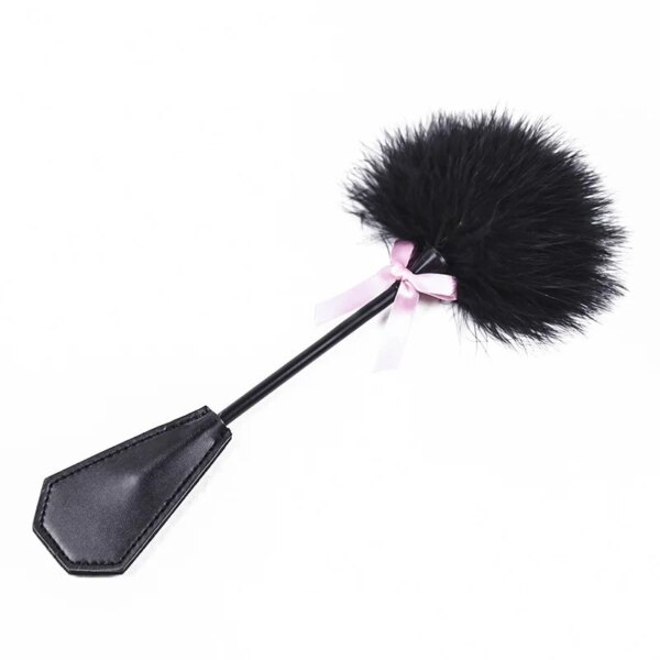 New Erotic Bdsm Feather Tickled Whip Punish Fetish Leather Spanking Paddle Play Flogger Lover Riding Crop Pony Sex Toy
