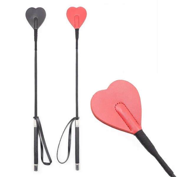 Riding Crop Whip Sex Toy 54CM BDSM Spanking Heart Paddle Slap Slave Flogger Fetish PU Leather Porn Adult Games