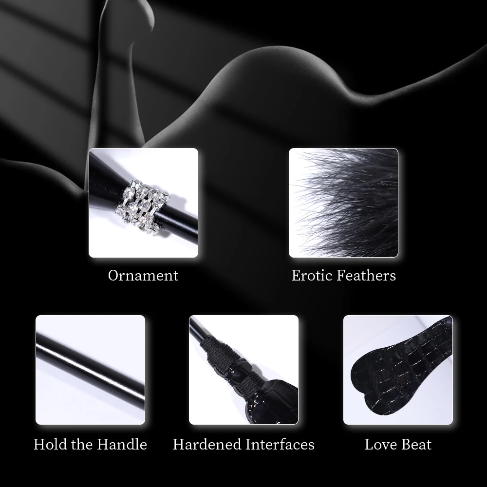 Feather Tickle with 2 ends  Sex Toys Whip Horse  Riding Crop Slapper SM Tools for Adult