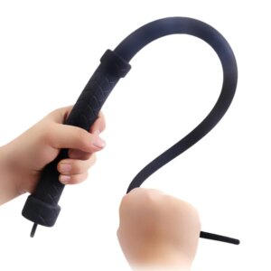 Sexy Simple Black Silicone Elastic Whip with BDSM Fetish Boutique Riding Crop for Couple Flirting Erotic Sex Toys