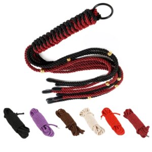 45cm Braid Silk Rope Spot Tassel Whip with Nylon Metal Head Binding Rope for Couple Women Riding Crop Spanking Sex Toys