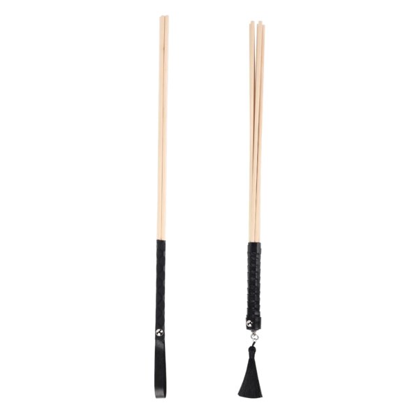 New Natural Rattan 50CM Long Straight Whip Riding Crop Flogger Black PU Leather Tassel Handle Paddle Horse Training Flirting Toy