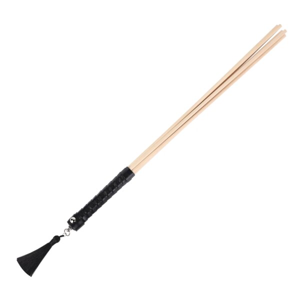 New Natural Rattan 50CM Long Straight Whip Riding Crop Flogger Black PU Leather Tassel Handle Paddle Horse Training Flirting Toy