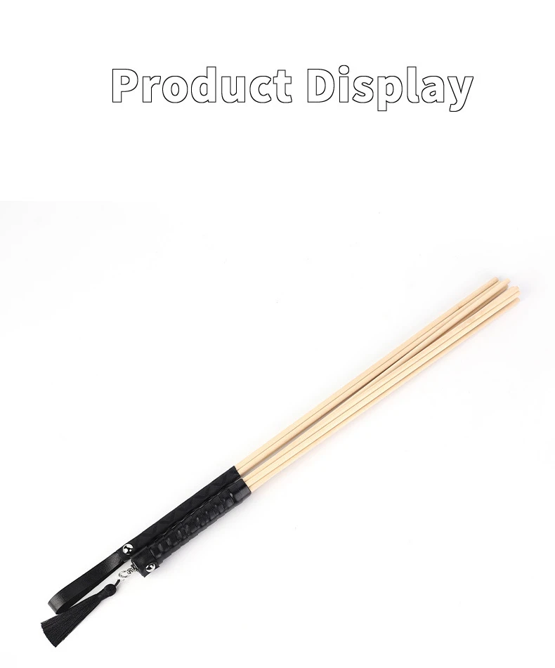 New Natural Rattan 50CM Long Straight Whip Riding Crop Flogger Black PU Leather Tassel Handle Paddle Horse Training Flirting Toy