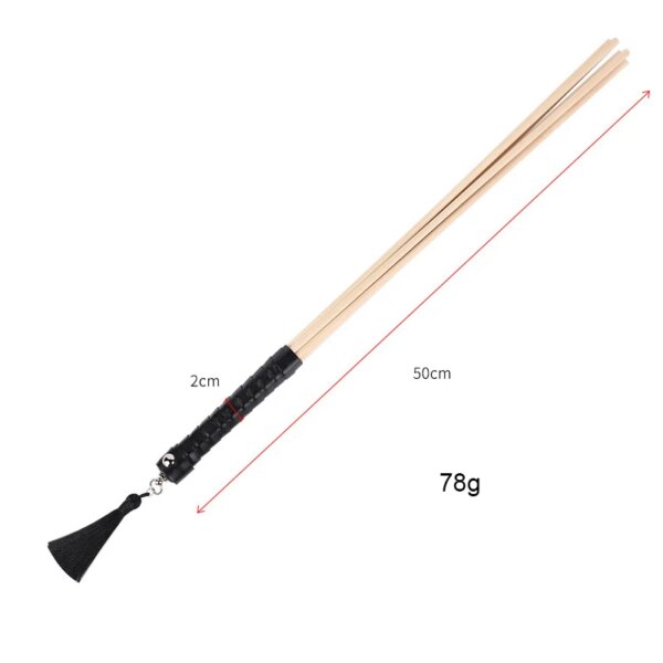 New Natural Rattan 50CM Long Straight Whip Riding Crop Flogger Black PU Leather Tassel Handle Paddle Horse Training Flirting Toy