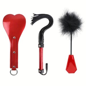 Leather Bondage Restraint Kit Slave Paddles Horse Crop Whip in Bed Festish Feather Tickler Alternative Sex Toys For Couples