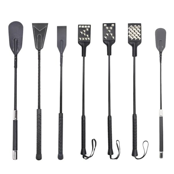 1pc Long Handle Leather Riding Crops BDSM Bondage Spanking Paddle Whips Sex Toy for Men Women Couples Sex Shop Adult Games 18+