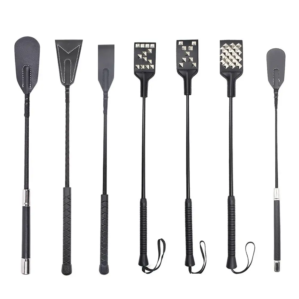 1pc Long Handle Leather Riding Crops BDSM Bondage Spanking Paddle Whips Sex Toy for Men Women Couples Sex Shop Adult Games 18+