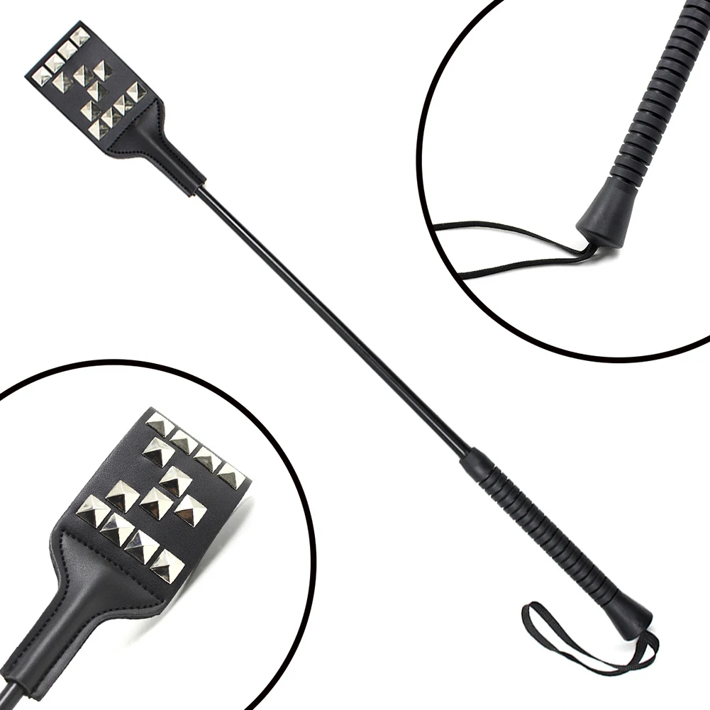 1pc Long Handle Leather Riding Crops BDSM Bondage Spanking Paddle Whips Sex Toy for Men Women Couples Sex Shop Adult Games 18+