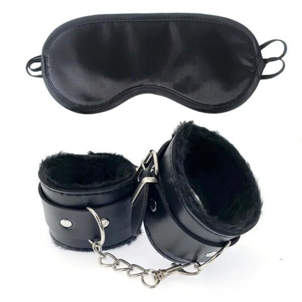 2pcs PU Leather Sex Handcuffs with Eye Mask Sex Toys for Couples Adult Games Slave Bondage Restraints Erotic Accessories
