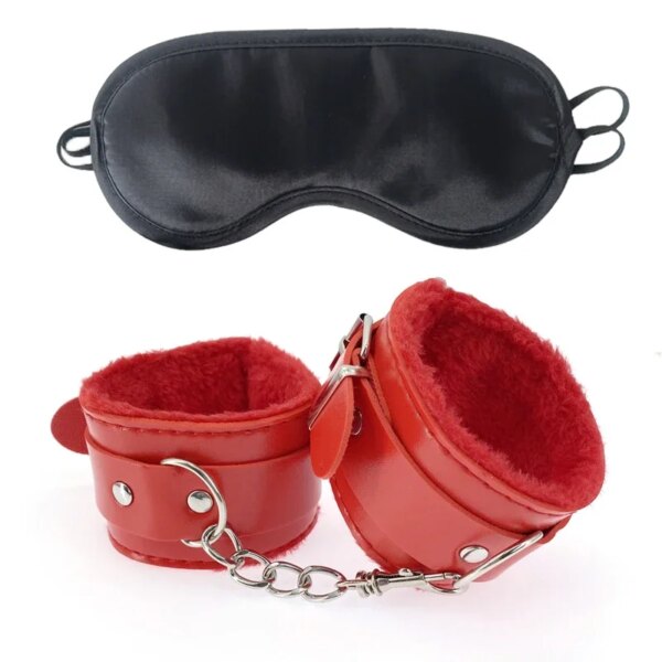 2pcs PU Leather Sex Handcuffs with Eye Mask Sex Toys for Couples Adult Games Slave Bondage Restraints Erotic Accessories