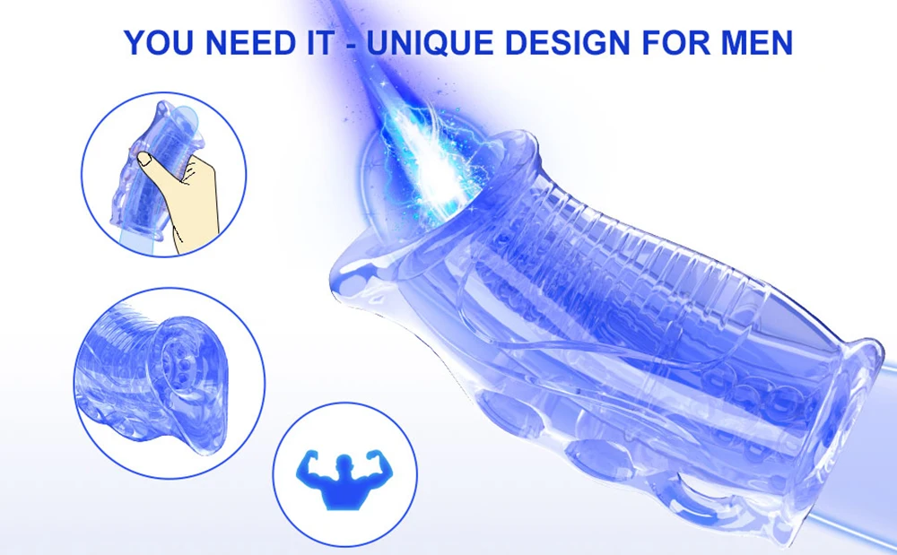 Male Masturbator Penis Sleeve Dick Enlarger Blowjob Toy for Men Masturbation Handjob Glans Training Tool Penis Trainer Massager