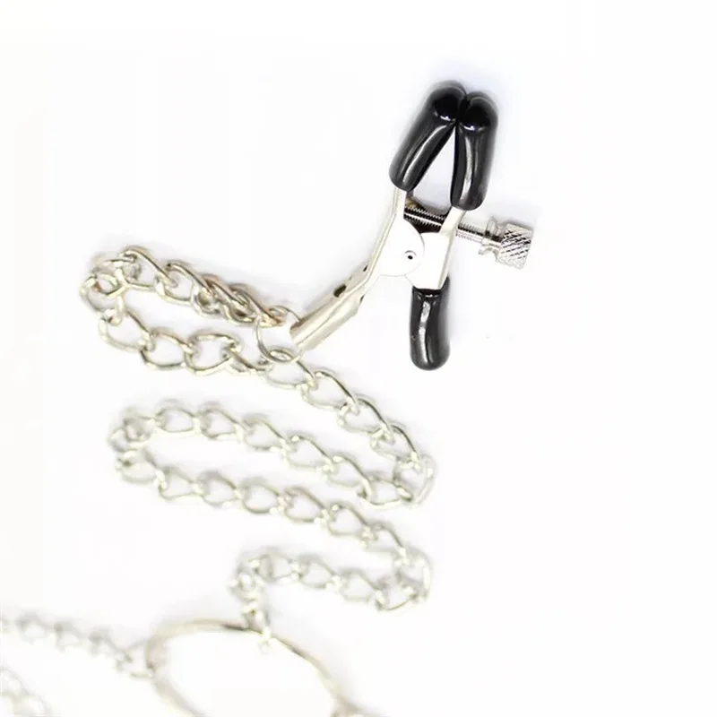 Leather Choker Collar with Nipples Breast Clamp Clip Chain Slave BDSM Sex Toys for Woman Couple Sex Tools Couples Adult Games