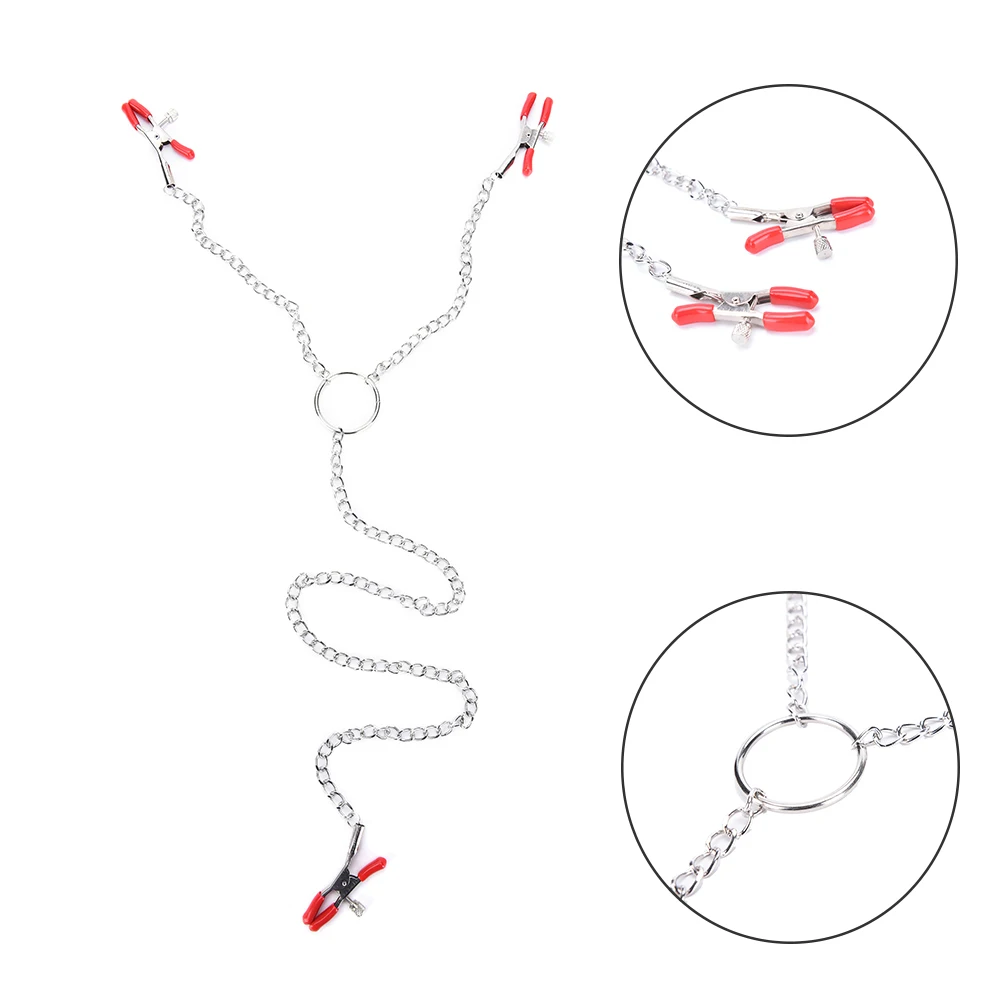 Leather Choker Collar with Nipples Breast Clamp Clip Chain Slave BDSM Sex Toys for Woman Couple Sex Tools Couples Adult Games