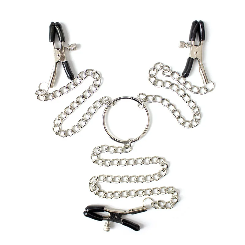 Leather Choker Collar with Nipples Breast Clamp Clip Chain Slave BDSM Sex Toys for Woman Couple Sex Tools Couples Adult Games