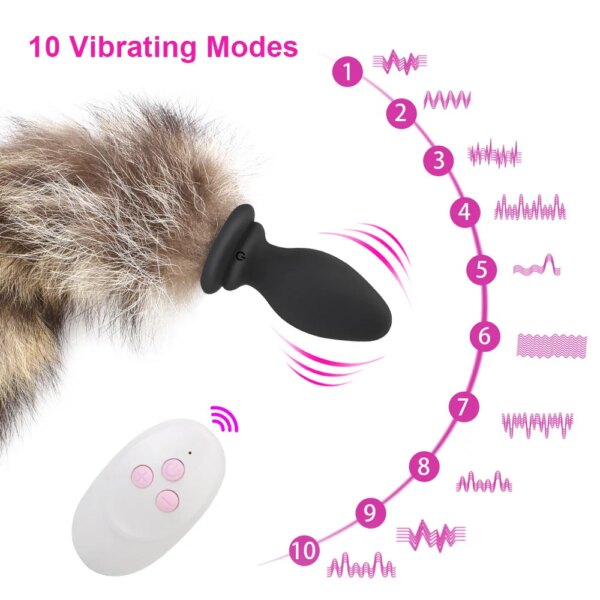 sexy fox tail fur anal plug for women vibrators cordless butt dilator anus expander men couple flirt tools sex toys adult games