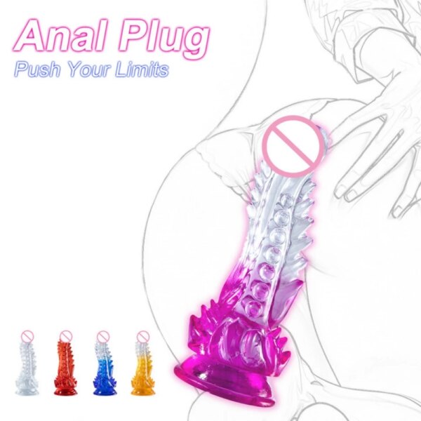 Crystal Jelly Huge spike Anal Butt Plug Dildo Realistic Penis Butt Sexy Toys For Couples Vagina Anal Women's Dildos sex tool