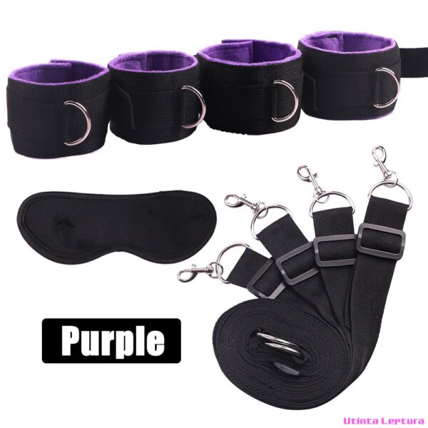 Sex Tools for BDSM Bondage Restraint Adult S&M Fetish Games Set Vibrator Handcuffs Ankle Bed Toys Kits for Couples