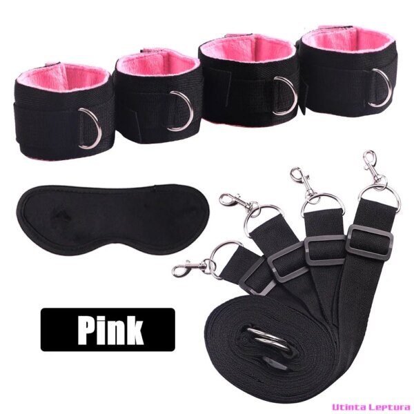 Sex Tools for BDSM Bondage Restraint Adult S&M Fetish Games Set Vibrator Handcuffs Ankle Bed Toys Kits for Couples