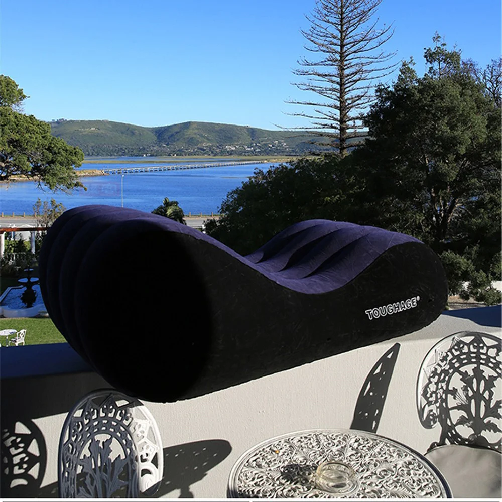 Sex Love Pillow Inflatable Sofa Bed Air Cushion Yoga Chaise Lounge Relax Chair Portable Lounger Position Aid Flocking Furniture