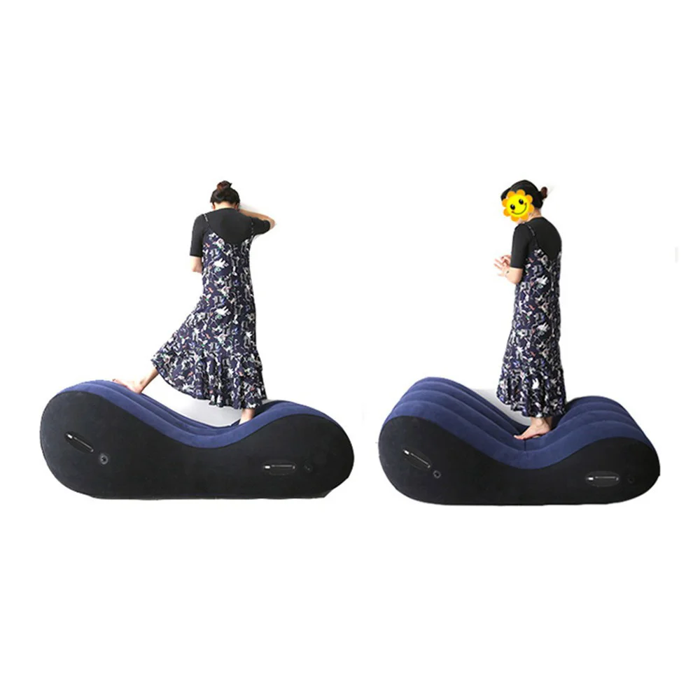 Sex Love Pillow Inflatable Sofa Bed Air Cushion Yoga Chaise Lounge Relax Chair Portable Lounger Position Aid Flocking Furniture