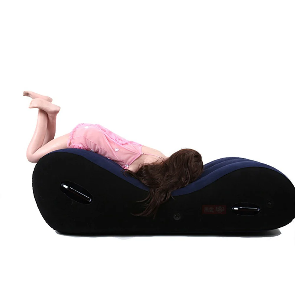 Sex Love Pillow Inflatable Sofa Bed Air Cushion Yoga Chaise Lounge Relax Chair Portable Lounger Position Aid Flocking Furniture
