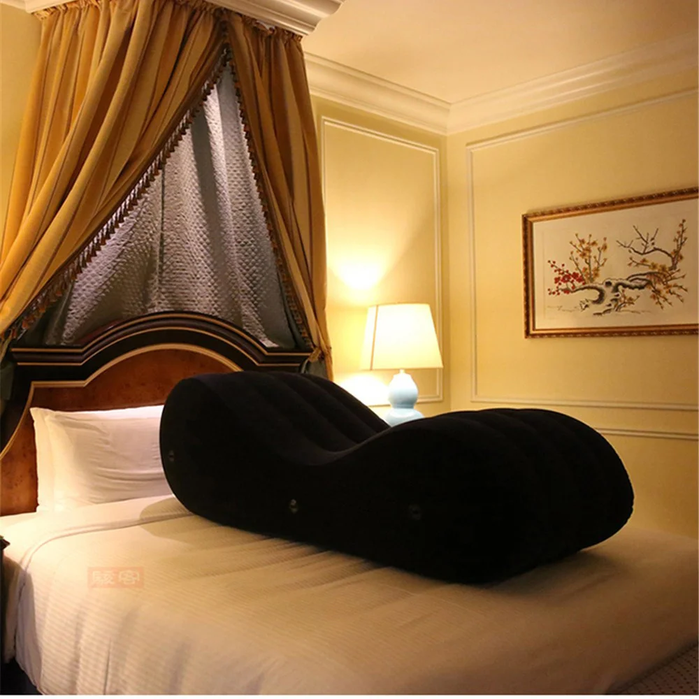 Sex Love Pillow Inflatable Sofa Bed Air Cushion Yoga Chaise Lounge Relax Chair Portable Lounger Position Aid Flocking Furniture