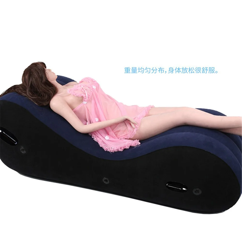Sex Love Pillow Inflatable Sofa Bed Air Cushion Yoga Chaise Lounge Relax Chair Portable Lounger Position Aid Flocking Furniture