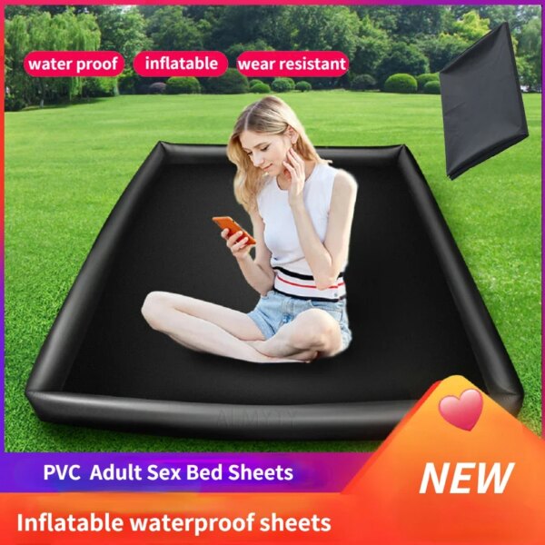 PVC Inflatable Waterproof Sex Bed Sex Furniture Sheets Adult Game Water Bed Air Mattresses Oil-proof Massage Sheet Couple Sextoy