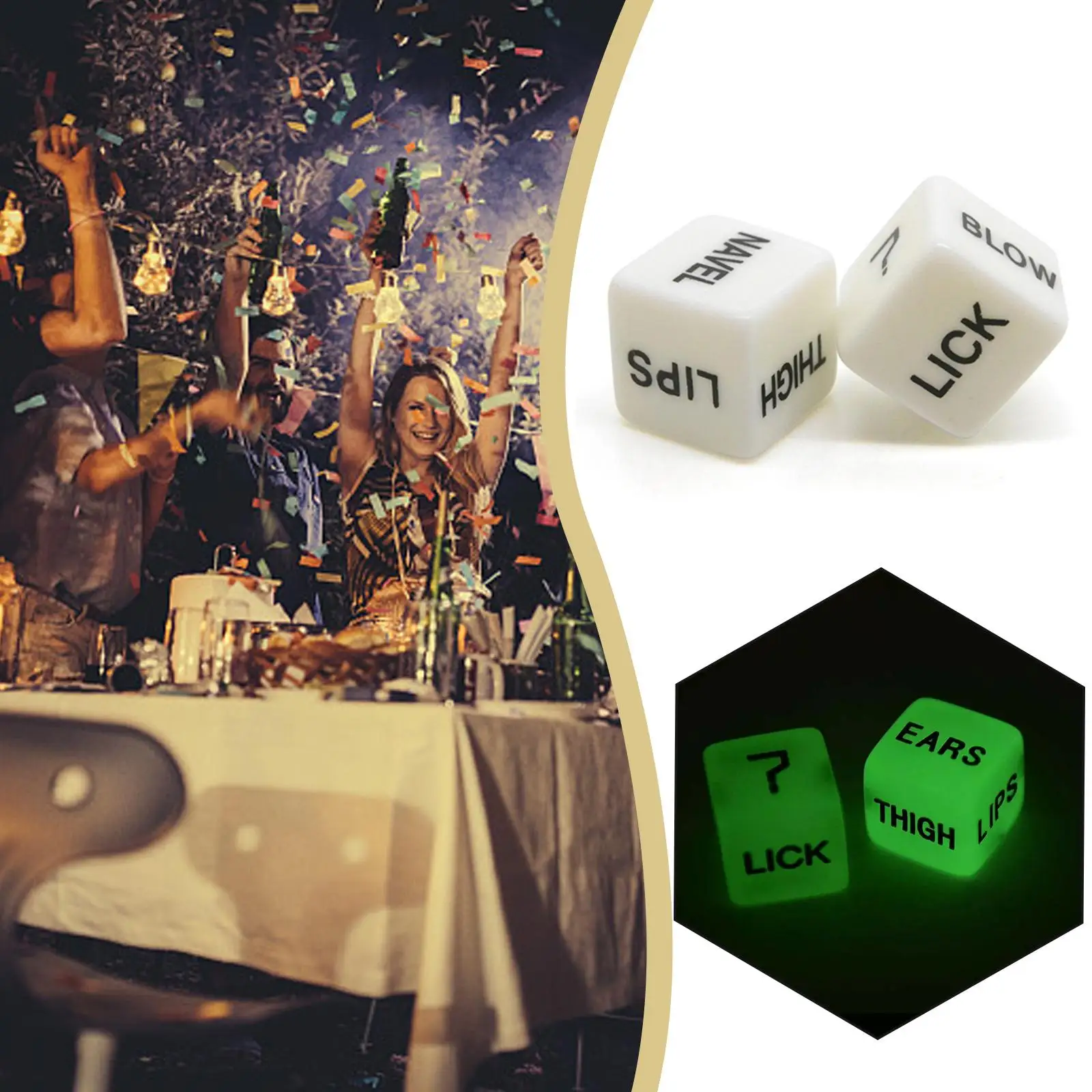2pcs Funny Glow In Dark Love Dice Toys Adult Couple Lovers Games Aid Sex Party Toy Valentines Day Gift For Boyfriend Girlfriend