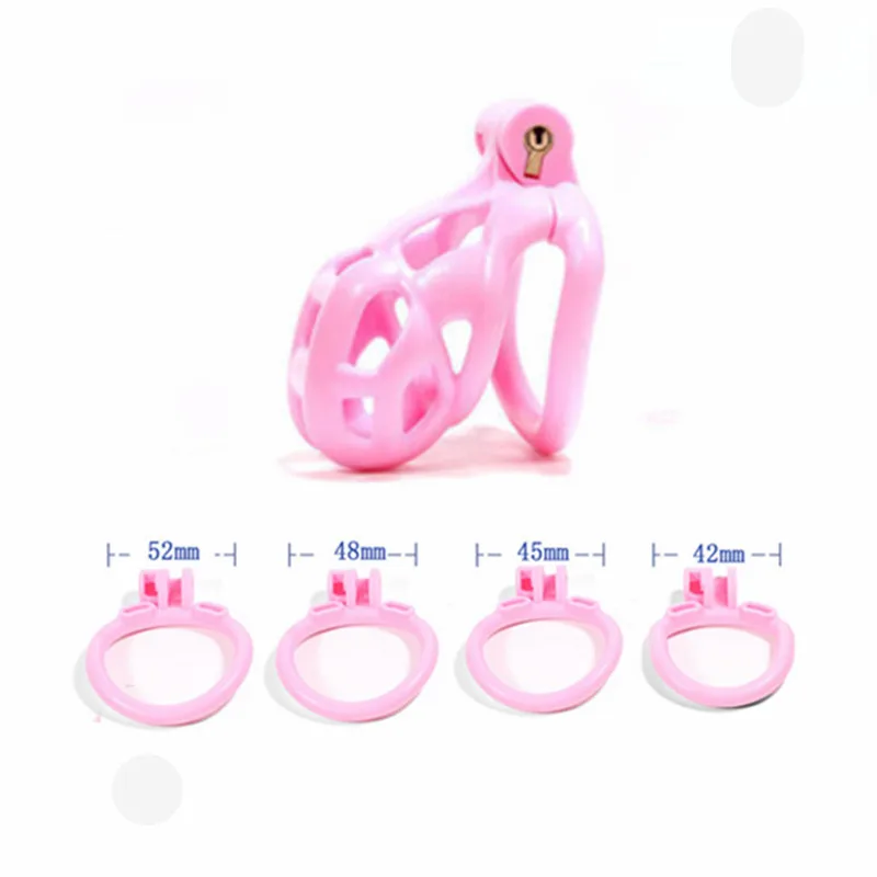 Lightweight Pink Male Chastity Cage With 4 Ring Small Chastity Device Lock Belt Lightweight Pink Male Chastity Cage With 4 Ring Small Chastity Device Lock Belt