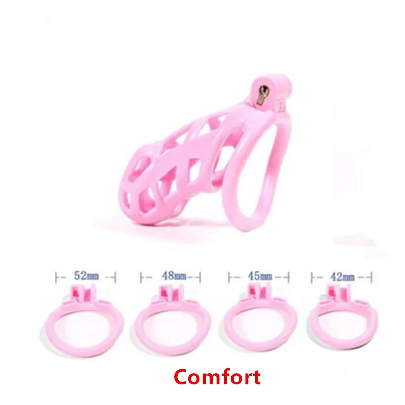Lightweight Pink Male Chastity Cage With 4 Ring Small Chastity Device Lock Belt Lightweight Pink Male Chastity Cage With 4 Ring Small Chastity Device Lock Belt