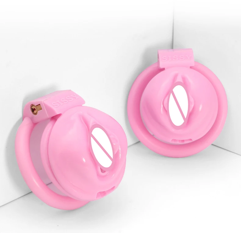 BDSM Pink Pussy CockCage Male Bondage Penis Lock Ring Sissy Chastity Devices Cage Gay Ladyboy Shemale 18+ Sex Toys18+ NSFW