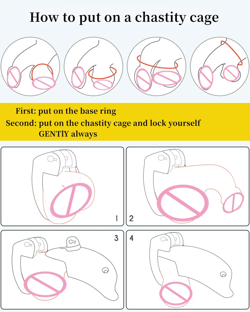 NEW Pink Chastity Cage for Male Sissy Bondage Penis Lock Devices with 4 Size Cock Rings Slave Training Sex Toys for Man Gay 18+