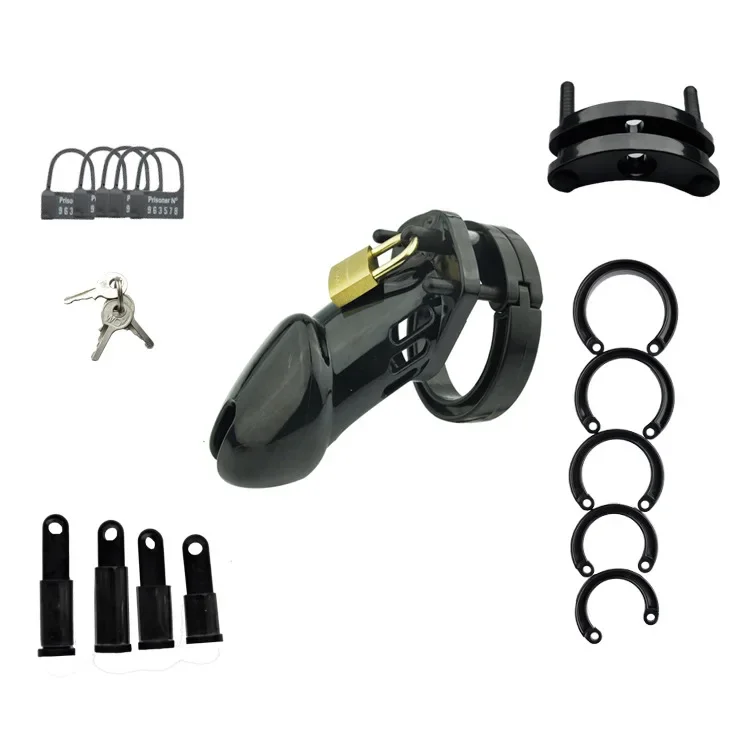 Chastity Cage Male Sex Toys Small/Standard Male Chastity Device Cock Cage with 5 Size Rings Brass Lock Locking Erotic Urethral