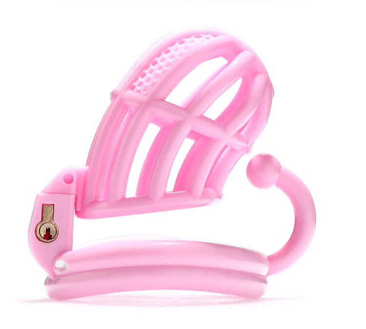 Pink Mini Male Chastity Penis Device Chrome CBT Slave Gay With Hook Ring Cuckold Lockdown Cage Restraint For Men Sex Toys  18+