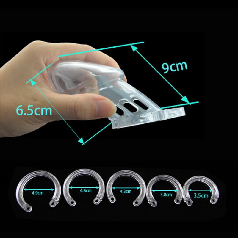 Chastity Cage Male Sex Toys Small/Standard Male Chastity Device Cock Cage with 5 Size Rings Brass Lock Locking Erotic Urethral