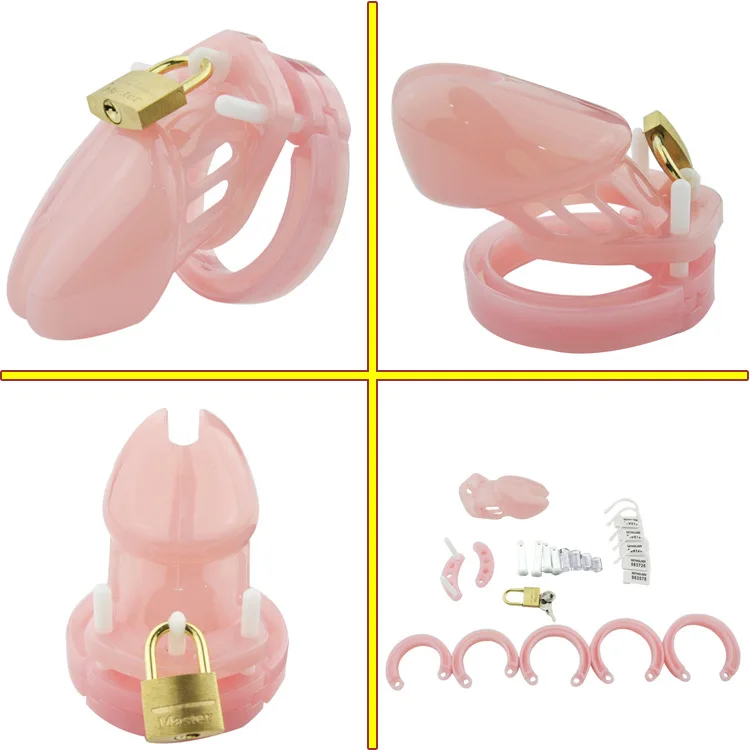 Chastity Cage Male Sex Toys Small/Standard Male Chastity Device Cock Cage with 5 Size Rings Brass Lock Locking Erotic Urethral
