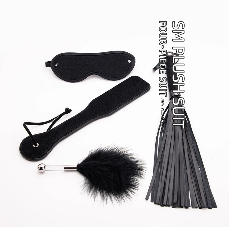 TleMeny 4Pcs Bondage Set BDSM Kits Eye Mask Whip Spanking Paddle Feather Stick Sex Adult Games Erotic Sex Toys For Women Couples