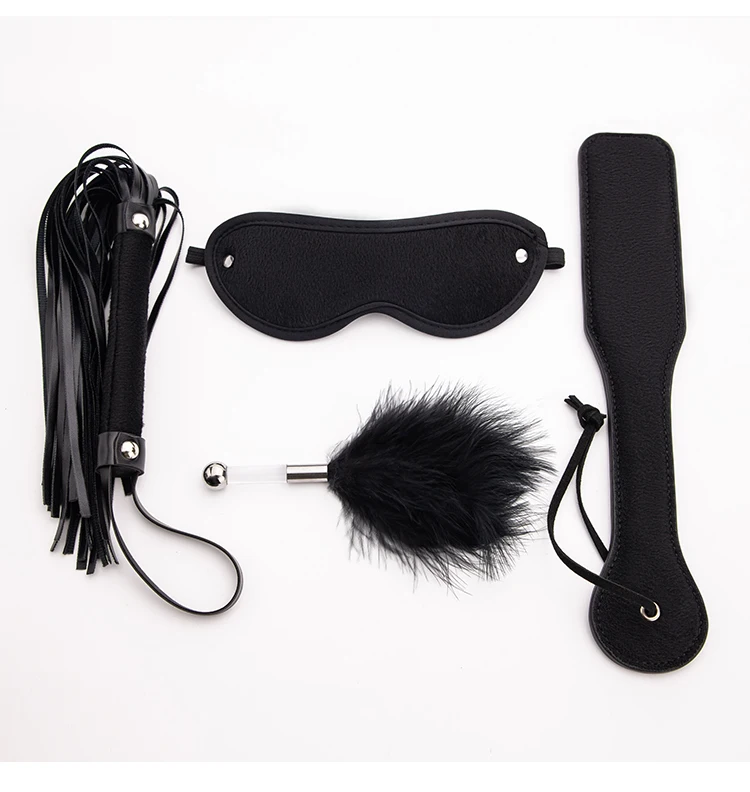 TleMeny 4Pcs Bondage Set BDSM Kits Eye Mask Whip Spanking Paddle Feather Stick Sex Adult Games Erotic Sex Toys For Women Couples