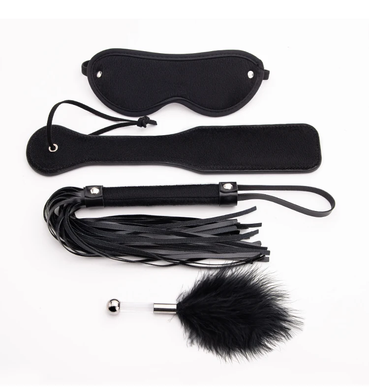 TleMeny 4Pcs Bondage Set BDSM Kits Eye Mask Whip Spanking Paddle Feather Stick Sex Adult Games Erotic Sex Toys For Women Couples