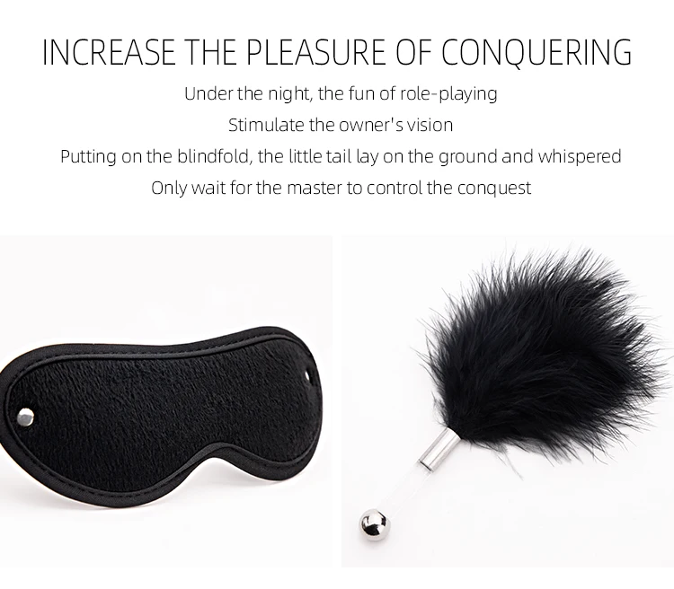 TleMeny 4Pcs Bondage Set BDSM Kits Eye Mask Whip Spanking Paddle Feather Stick Sex Adult Games Erotic Sex Toys For Women Couples