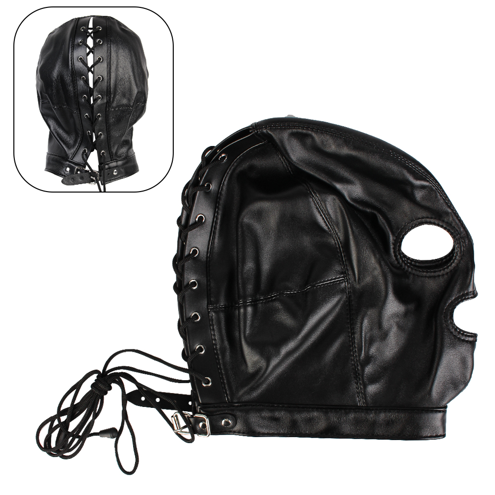 Erotic Accessories Fetish Mask Adult Sex Toys Hollow Hood Couples Flirting Sexy Headgear Leather For Woman