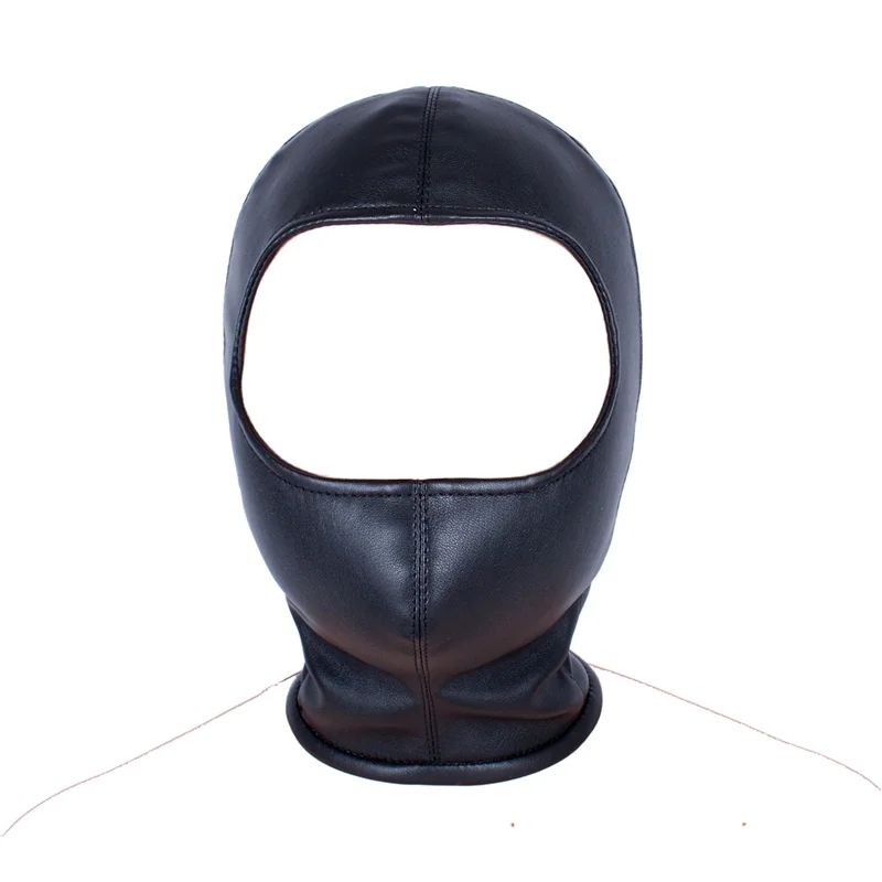 PU Leather Padded Strapped Zipper Head Hood Blindfold Harness Mask BDSM Open Mouth Eye Nose Bondage Headgear Sex Toy Adult Party