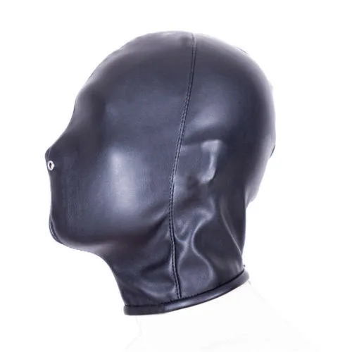 PU Leather Padded Strapped Zipper Head Hood Blindfold Harness Mask BDSM Open Mouth Eye Nose Bondage Headgear Sex Toy Adult Party