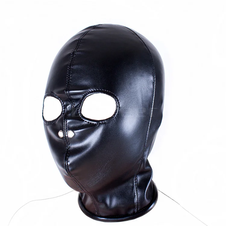 PU Leather Padded Strapped Zipper Head Hood Blindfold Harness Mask BDSM Open Mouth Eye Nose Bondage Headgear Sex Toy Adult Party